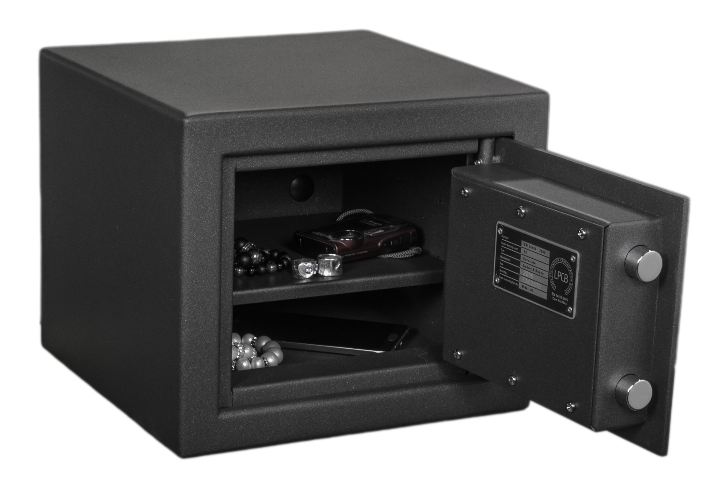 Stoldskyddskap-Pro-10-S2-O GR 10 stöldskyddsskåp S2 välbyggt i elegant design, stöldklassat enligt europeiska normen EN 14450 Class 2